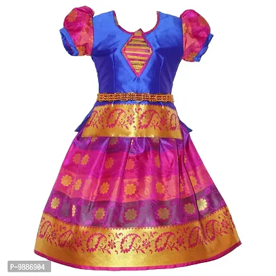Alluring Blue Cotton Silk Lehenga Choli With Waist Belt And Accessories For Girls-thumb0