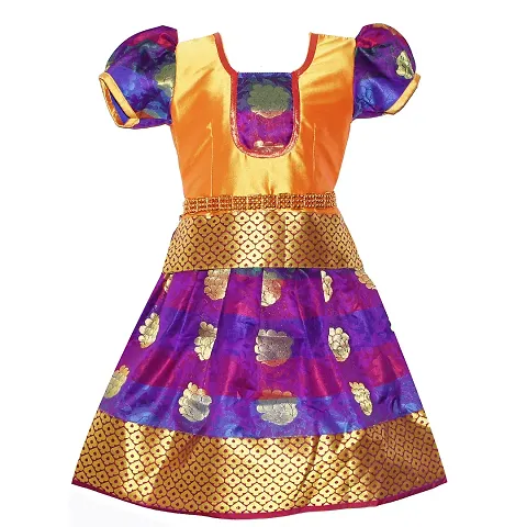 Alluring Silk Blend Kerala Chandrika Woven Design Lehenga Cholis For Girls