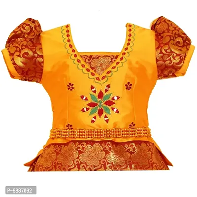 Alluring Maroon Cotton Silk Lehenga Choli With Waist Belt And Accessories For Girls-thumb2
