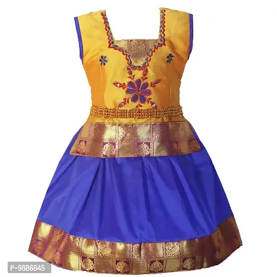 Alluring Blue Cotton Lehenga Choli With Waist Belt And Accessories For Girls-thumb0