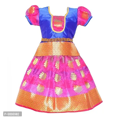 Alluring Purple Cotton Lehenga Choli With Waist Belt And Accessories For Girls