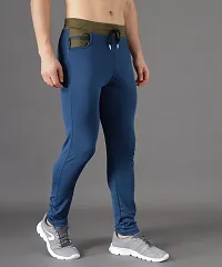 Stylish Blue Cotton Solid Regular Track Pants For Men-thumb2