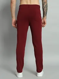 Comfortable Wine Cotton Spandex Mid-Rise Trouser For Men-thumb1