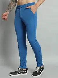 Stylish Blue 4 Way Lycra Solid Trouser For Men-thumb2