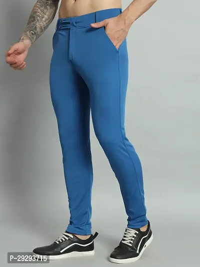 Stylish Blue 4 Way Lycra Solid Trouser For Men-thumb3