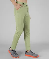 Stylish Green Polyester Blend Solid Regular Track Pants For Men-thumb2