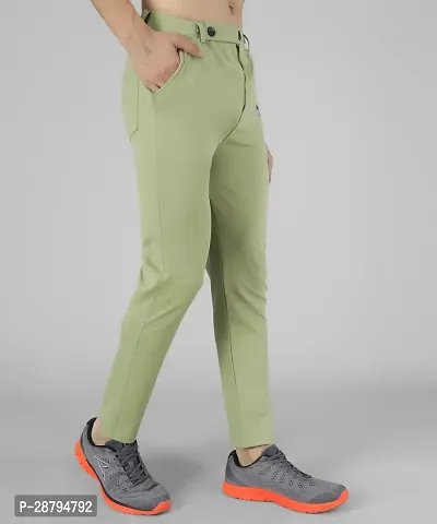 Stylish Green Polyester Blend Solid Regular Track Pants For Men-thumb3