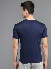 Stylish Blue Elastane Solid Round Neck Tees For Men-thumb1