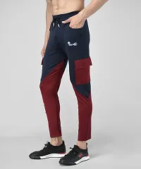 Multicoloured Cotton Spandex Colourblocked Regular Fit Track Pants-thumb3