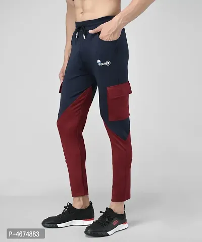 Multicoloured Cotton Spandex Colourblocked Regular Fit Track Pants-thumb4