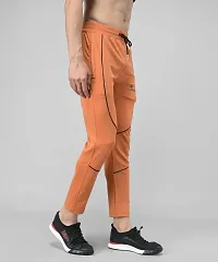 Orange Cotton Spandex Solid Regular Fit Track Pants For Men-thumb2