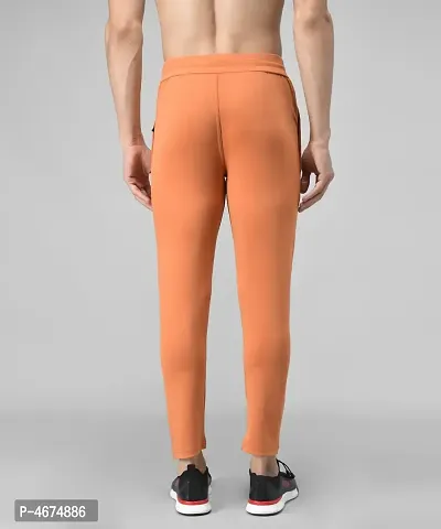 Orange Cotton Spandex Solid Regular Fit Track Pants For Men-thumb2