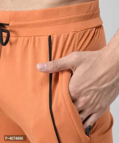 Orange Cotton Spandex Solid Regular Fit Track Pants For Men-thumb5