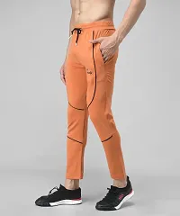 Orange Cotton Spandex Solid Regular Fit Track Pants For Men-thumb1