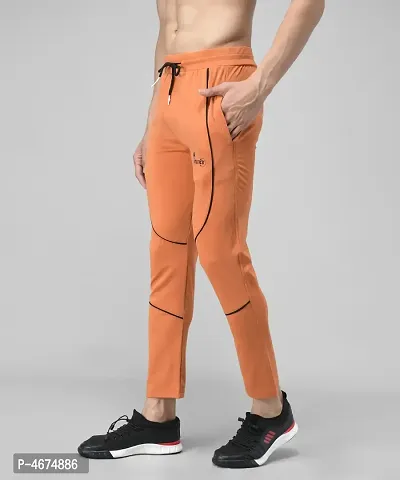 Orange Cotton Spandex Solid Regular Fit Track Pants For Men-thumb4