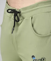 Olive Cotton Spandex Regular Track Pants For Men-thumb4