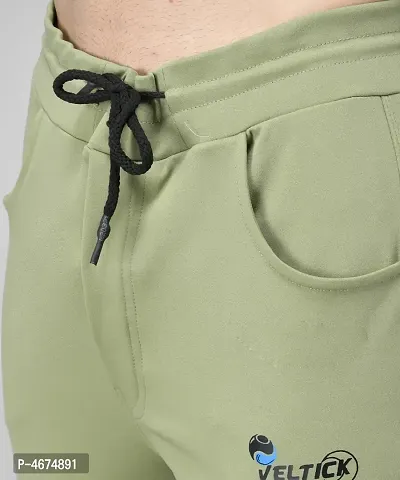 Olive Cotton Spandex Regular Track Pants For Men-thumb5