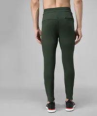 Green Cotton Spandex Solid Regular Fit Track Pants-thumb1