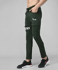 Green Cotton Spandex Solid Regular Fit Track Pants-thumb3