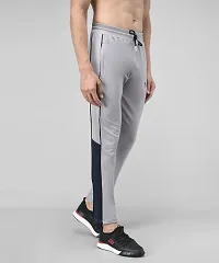 Grey Cotton Spandex Solid Regular Fit Track Pants-thumb2