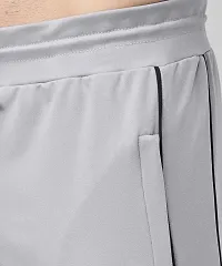 Grey Cotton Spandex Solid Regular Fit Track Pants-thumb4