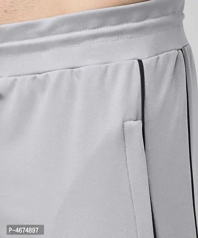 Grey Cotton Spandex Solid Regular Fit Track Pants-thumb5