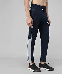Navy Blue Cotton Spandex Regular Track Pants For Men-thumb2