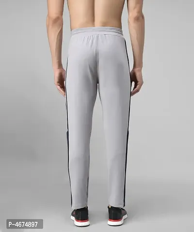 Grey Cotton Spandex Solid Regular Fit Track Pants-thumb2