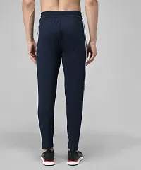 Navy Blue Cotton Spandex Regular Track Pants For Men-thumb1