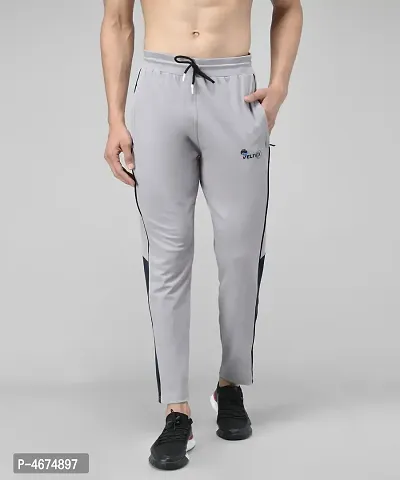 Grey Cotton Spandex Solid Regular Fit Track Pants-thumb0