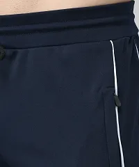Navy Blue Cotton Spandex Regular Track Pants For Men-thumb4