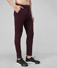 Maroon Cotton Spandex Solid Regular Fit Track Pants-thumb2