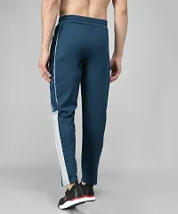 Blue Cotton Spandex Solid Regular Fit Track Pants-thumb1