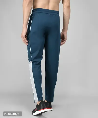 Blue Cotton Spandex Solid Regular Fit Track Pants-thumb2