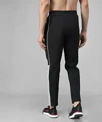 Black Cotton Spandex Solid Regular Fit Track Pants-thumb1