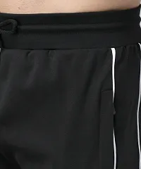 Black Cotton Spandex Solid Regular Fit Track Pants-thumb4