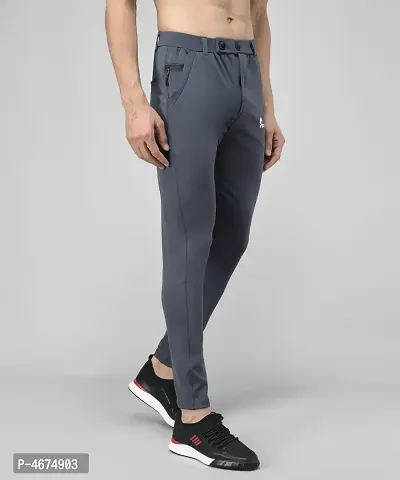 Grey Cotton Spandex Regular Track Pants For Men-thumb5