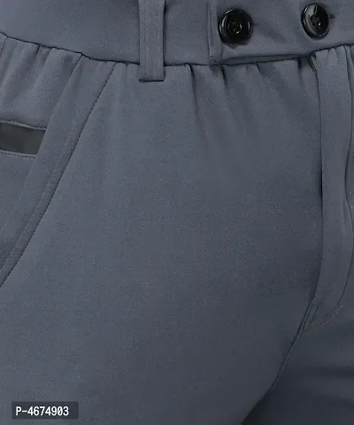 Grey Cotton Spandex Regular Track Pants For Men-thumb3
