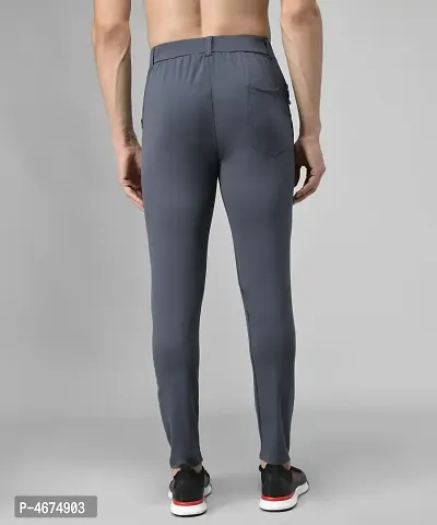Grey Cotton Spandex Regular Track Pants For Men-thumb4