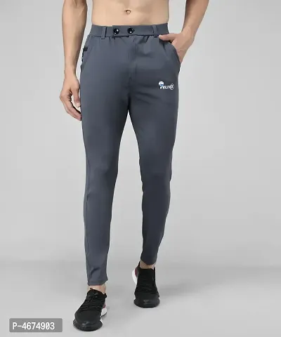 Grey Cotton Spandex Regular Track Pants For Men-thumb0