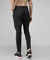 Black Cotton Spandex Regular Track Pants For Men-thumb1