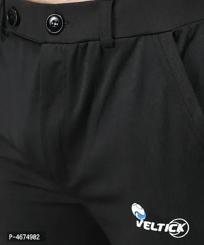 Black Cotton Spandex Regular Track Pants For Men-thumb5