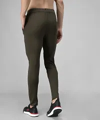 Olive Cotton Spandex Solid Regular Fit Track Pants-thumb1