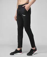 Black Cotton Spandex Regular Track Pants For Men-thumb3