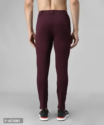 Maroon Cotton Spandex Solid Regular Fit Track Pants-thumb2