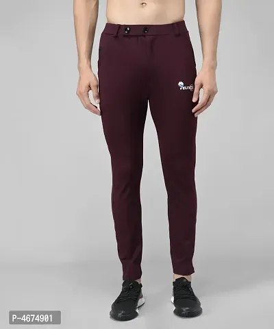 Maroon Cotton Spandex Solid Regular Fit Track Pants