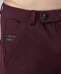 Maroon Cotton Spandex Solid Regular Fit Track Pants-thumb4