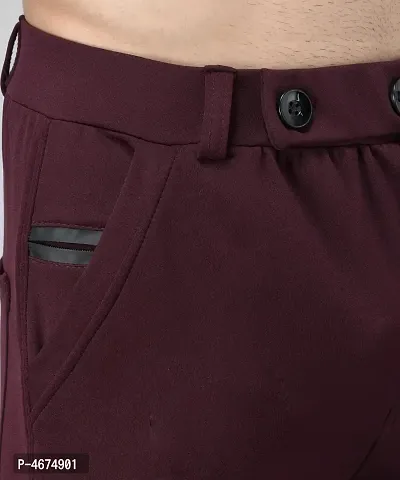 Maroon Cotton Spandex Solid Regular Fit Track Pants-thumb5