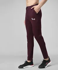 Maroon Cotton Spandex Solid Regular Fit Track Pants-thumb3