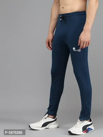 Fabulous Blue 4-Way Lycra Solid Regular Track Pants For Men-thumb3